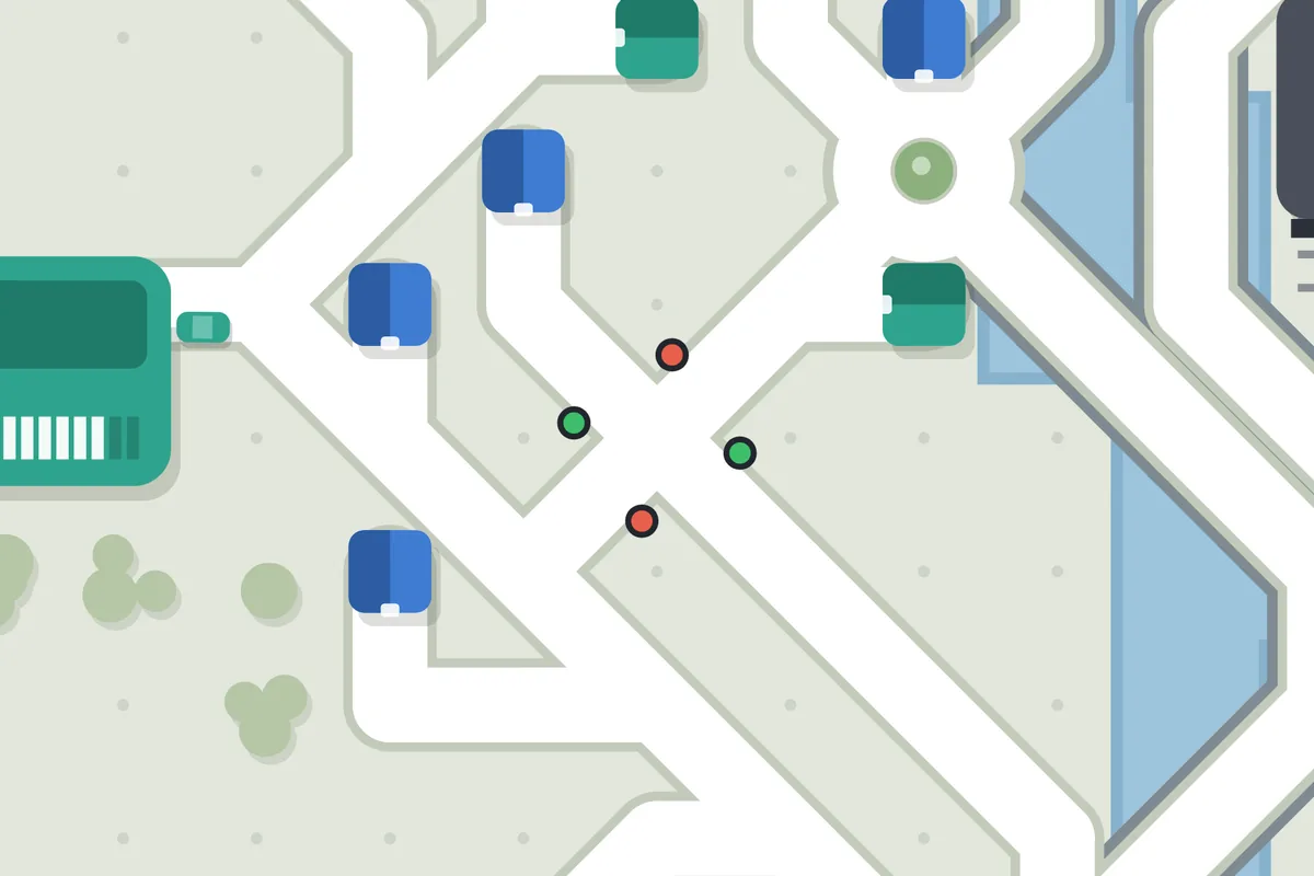Intersectii aglomerate cu semafoare rosii si verzi